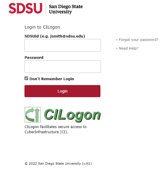 Institution Login page