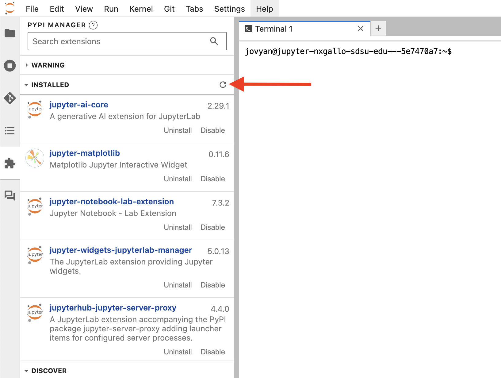Refresh Installed Extension List