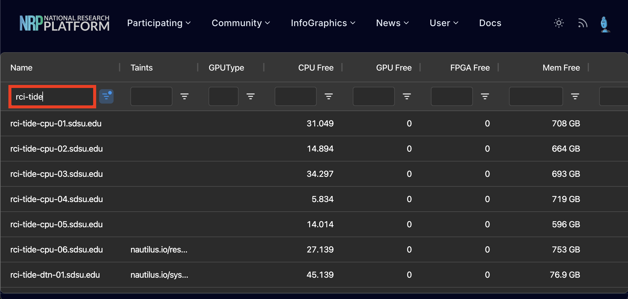 Nautilus resources tab with name search